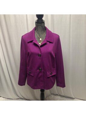 JM Collection Purple Jacket Womens Size XL Button Up Blazer Jacket Office